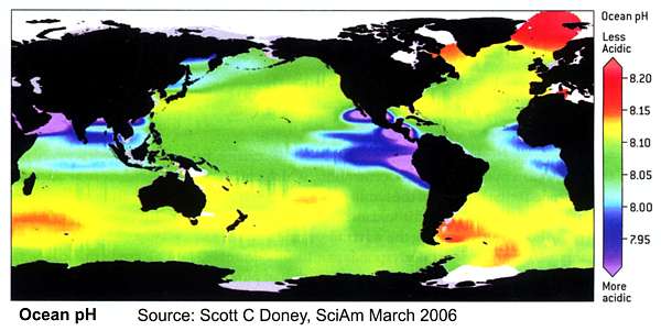 Geographic variability in ocean pH.